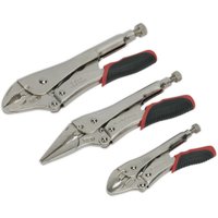 Loops 3 Piece Quick Release Locking Pliers Set - Curved & Long Nose Pliers - Steel in Metallics