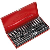 Loops 41 PACK Socket Set - 1/4" Met & Imp Square Drive - 6 Point Socket Ratchet Handle