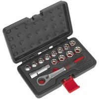 Loops 14pc Low Profile GO-THROUGH Socket Set - 3/4" Metric Square Drive Ratchet Handle