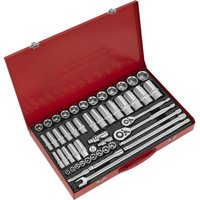 Loops 50 PACK Socket Set - 1/2" & 3/8" Metric Square Drive - Ratchet Handle Extension