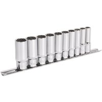 Loops 10pc UNIVERSAL DEEP Metric Socket Set - 3/8" Sq TOTAL DRIVE Fits Most Fasteners