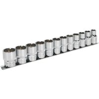 Loops 12pc UNIVERSAL Metric Socket Set - 1/2" Sq - TOTAL DRIVE Fits Most Fasteners