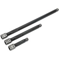 Loops 3 Piece PREMIUM Wobble / Rigid Extension Bar Set - 3/8" Sq Drive - Deep Knurling