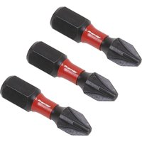 Loops 3 Piece 25mm Pozi Head #2 Impact Power Tool Bit Set - S2 Steel Drill Bits in Metallics