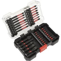 Loops 35 Piece Impact Grade Power Tool Bit Set - S2 Steel Bits - Plastic Storage Case in Metallics