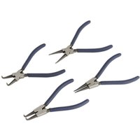 Loops 4 Piece Circlip Pliers Set - Spring Loaded Jaws - Hardened & Tempered Steel in Metallics