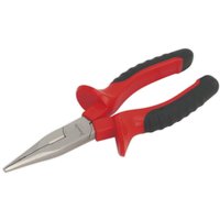 Loops 170mm Long Nose Pliers - Serrated Jaws - Drop Forged Steel - Hardened Cutters in Metallics