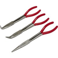 Loops 3 Piece 280mm Needle Nose Pliers Set - Straight & Angled Nose - Serrated Jaws