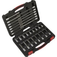 Loops 30 PACK METRIC Male Hex Bit Set - 3/8" Square Drive Socket - 200mm Long S2 STEEL in Metallics