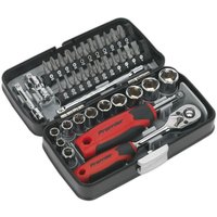 Loops 38 Piece 1/4 Inch Drive Socket & Bit Set - Chrome Vanadium - Ratchet Wrench