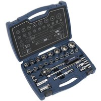 Loops 26pc PREMIUM Deep Socket & Ratchet Handle Set 1/2" Square Drive 6 Point Metric