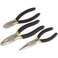 Loops 3 Piece Nickel-Ferrous Pliers Set - Combination Long Nose & Side Cutters - Ni-Fe in Metallics