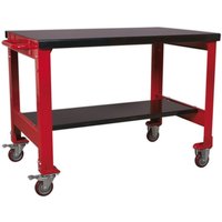 Loops 2 Level Mobile Workbench - 300kg Weight Limit - 2 Fixed & 2 Locking Castors