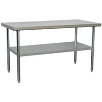 Loops 1.5m Stainless Steel Work Bench & Adjustable Storage Shelf - Kitchen Station in Metallics