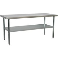 Loops 1.8m Stainless Steel Work Bench & Adjustable Storage Shelf - Kitchen Station in Metallics