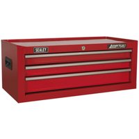 Loops 670 x 315 x 255mm RED 3 Drawer MID-BOX Tool Chest Lockable Storage Unit Cabinet
