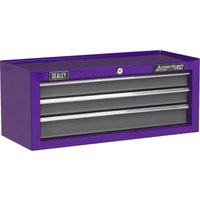 Loops 605 x 260 x 250mm PURPLE 3 Drawer MID-BOX Tool Chest Lockable Storage Cabinet