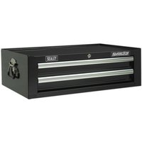 Loops 670 x 440 x 210mm BLACK 2 Drawer MID-BOX Tool Chest Lockable Storage Cabinet