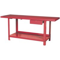 Loops 2m x 0.65m Steel Workbench & Locked Draw - Bottom Shelf Storage - Work Station in Metallics