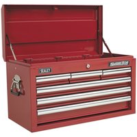 Loops 660 x 315 x 375mm RED 6 Drawer Topchest Tool Chest Lockable Storage Unit Cabinet