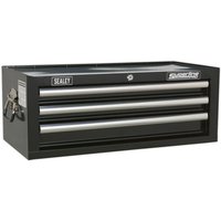 Loops 670 x 320 x 255mm BLACK 3 Drawer MID-BOX Tool Chest Lockable Storage Cabinet