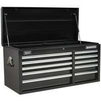 Loops 1025 x 435 x 495mm BLACK 10 Drawer Topchest Tool Chest Lockable Storage Cabinet