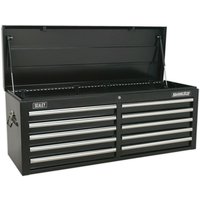 Loops 1265 x 435 x 490mm BLACK 10 Drawer Topchest Tool Chest Lockable Storage Cabinet