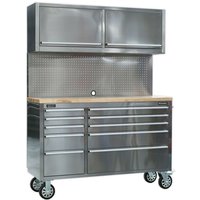 Loops 1475 x 505 x 1860mm Mobile STAINLESS STEEL Tool Cabinet - 10 Drawer & 2 Cupboard in Metallics