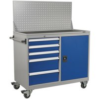 Loops Industrial Mobile Workstation - 5 Drawers & 1 Shelf Locker - 4 x 60mm Wheels
