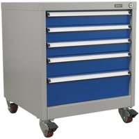 Loops 5 Drawer Mobile Industrial Cabinet - 4 x 60mm Wheels - Heavy Duty Drawer Slides