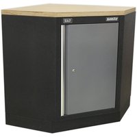 Loops 865mm Modular Corner Floor Cabinet - Adjustable Shelf - Lockable Door - 2 Keys