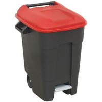 Loops 100 Litre Capacity Wheelie Bin with Foot Pedal - Two 200mm Wheels - Red