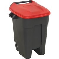 Loops 100 Litre Capacity Wheelie Bin - Solid Rear Axle - Two 200mm Wheels - Red