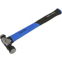 Loops 24oz Ball Pein Hammer - Fibreglass Shaft - Drop Forged Steel - Rubber Grip in Metallics