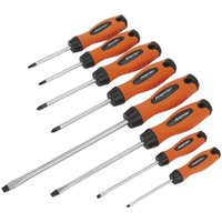 Loops 8 PACK - Hi-Vis Orange Screwdriver Set - Slotted Phillips POZI Premium Drivers