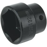 Loops 32mm Forged Impact Socket - 1/2 Inch Sq Drive - Chrome-Vanadium Wrench Socket