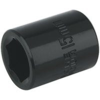 Loops 15mm Forged Impact Socket - 3/8 Inch Sq Drive - Chrome-Vanadium Wrench Socket