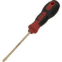 Loops 3 x 75mm Slotted Screwdriver - Non-Sparking - Soft Grip Handle - Die Forged
