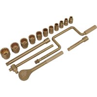 Loops 17 Piece Non Sparking Socket Set - 1/2" Sq Drive - 10 to 32mm Sockets - Case