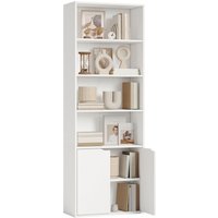HOMCOM 2 Door 4 Shelves Tall Bookcase Modern Bookshelf Storage Display Unit in White
