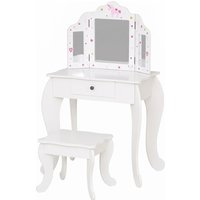HOMCOM Makeup Dressing Table Set with Tri-Folding Mirror & Drawer in White