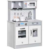 HOMCOM Kids Kitchen Play Cooking Toy Set with Sound & Light, for 3-6 Years Old in Grey