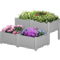 OUTSUNNY Elevated Flower Bed Vegetable Herb Planter Plastic in Grey