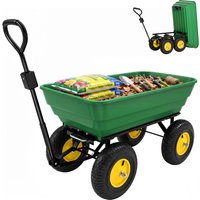 OUTSUNNY Garden Cart Trolley Dump Wheelbarrow Trailer Truck 4 Wheels in Green