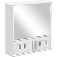Kleankin Bathroom Mirror Cabinet Wall Mount Storage Unit Double Doors in White
