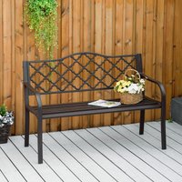 OUTSUNNY Outdoor Garden Bench 2 Seater Patio Porch Loveseat Chair Seater in Brown