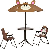 Foldable Four Piece Garden Set Table Chairs Adjustable Umbrella