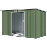 OUTSUNNY 9 x 4FT Outdoor Metal Frame Garden Storage Shed w/ 2 Door in Green