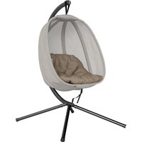 OUTSUNNY Hanging Egg Chair, Folding Texteline Swing Hammock with Side Pocket in Khaki