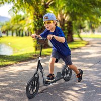 HOMCOM Teen Push Scooter Kids Stunt Scooter w/ 12" EVA Tyres for over 5 years in Black